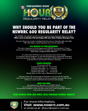 Why should you be part of the NSWRRC 600 Regularity Relay?